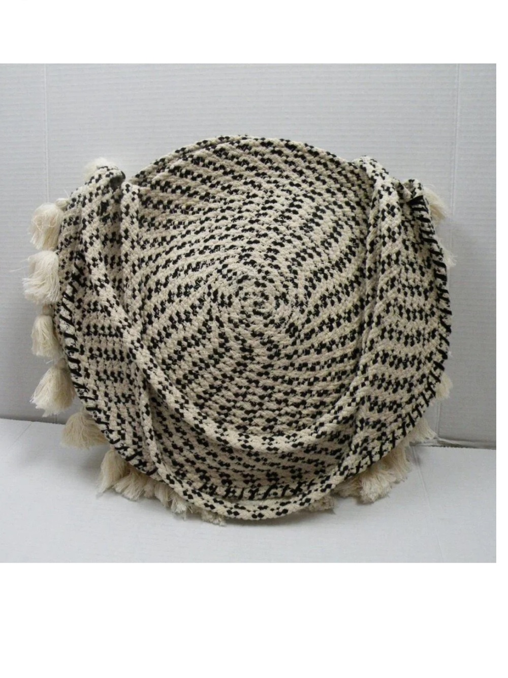 ECHO Woven Tassel bag Hat - Black & Cream